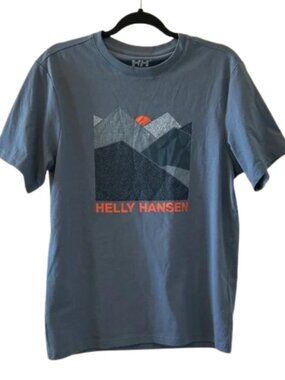 Helly Hansen Slate Blue Mountain Graphic Tee with Orange Logo